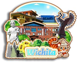 3D Wooden Fridge Magnet for Wichita Kansas USA Travel Souvenirs Gifts Classic Home Crafts Collectibles Kitchen Decoration Office Whiteboard Landmark