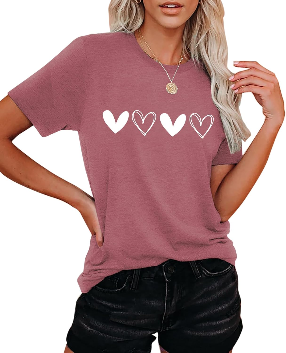 Valentine's Day Shirts for Women:Cute Love Heart Tshirts Graphic Tees Valentine Casual Short Sleeve Top - Image 4