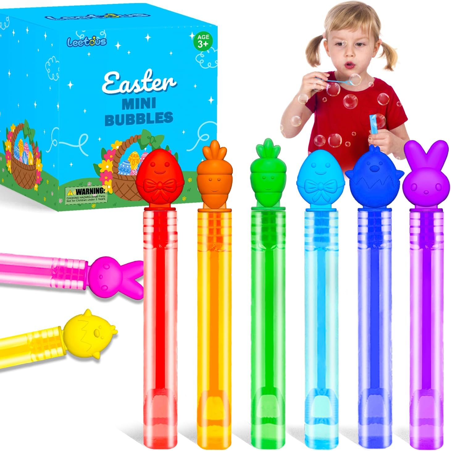 64 Pack Easter Party Favor Supplies for Kids Bulk, Mini Bubbles Easter Basket Stuffers for Toddlers Boys Girls, Small Non Candy Spring Treats Goodie Bag Fillers Outdoor Toys Gifts Game Prize Ideal