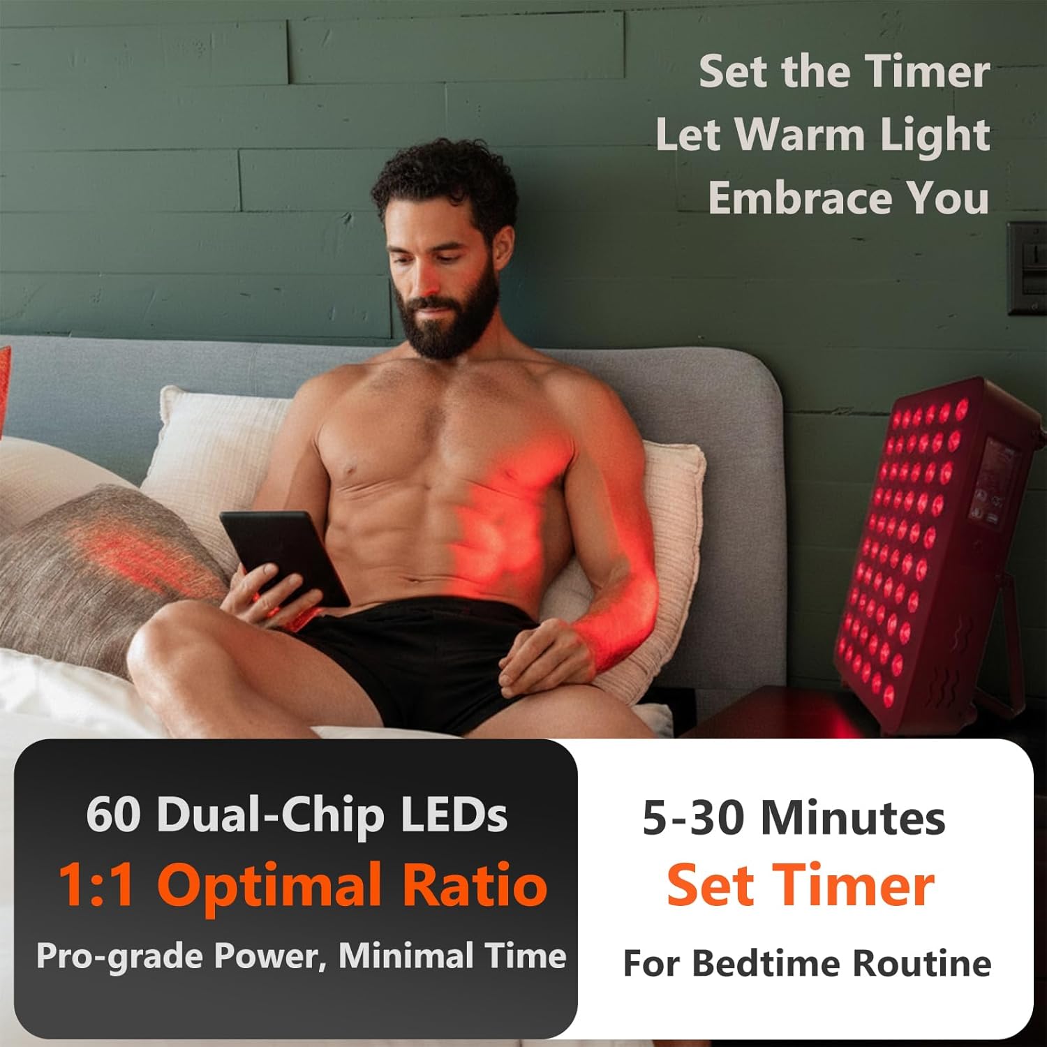 Red Light Therapy Panel, Dual Chip LED 660nm 850nm Near Infrared Light for Body & Face, High Power Red Light Therapy Device for Muscle Recovery, Joint Pain Relief, Skin Rejuvenation at Home