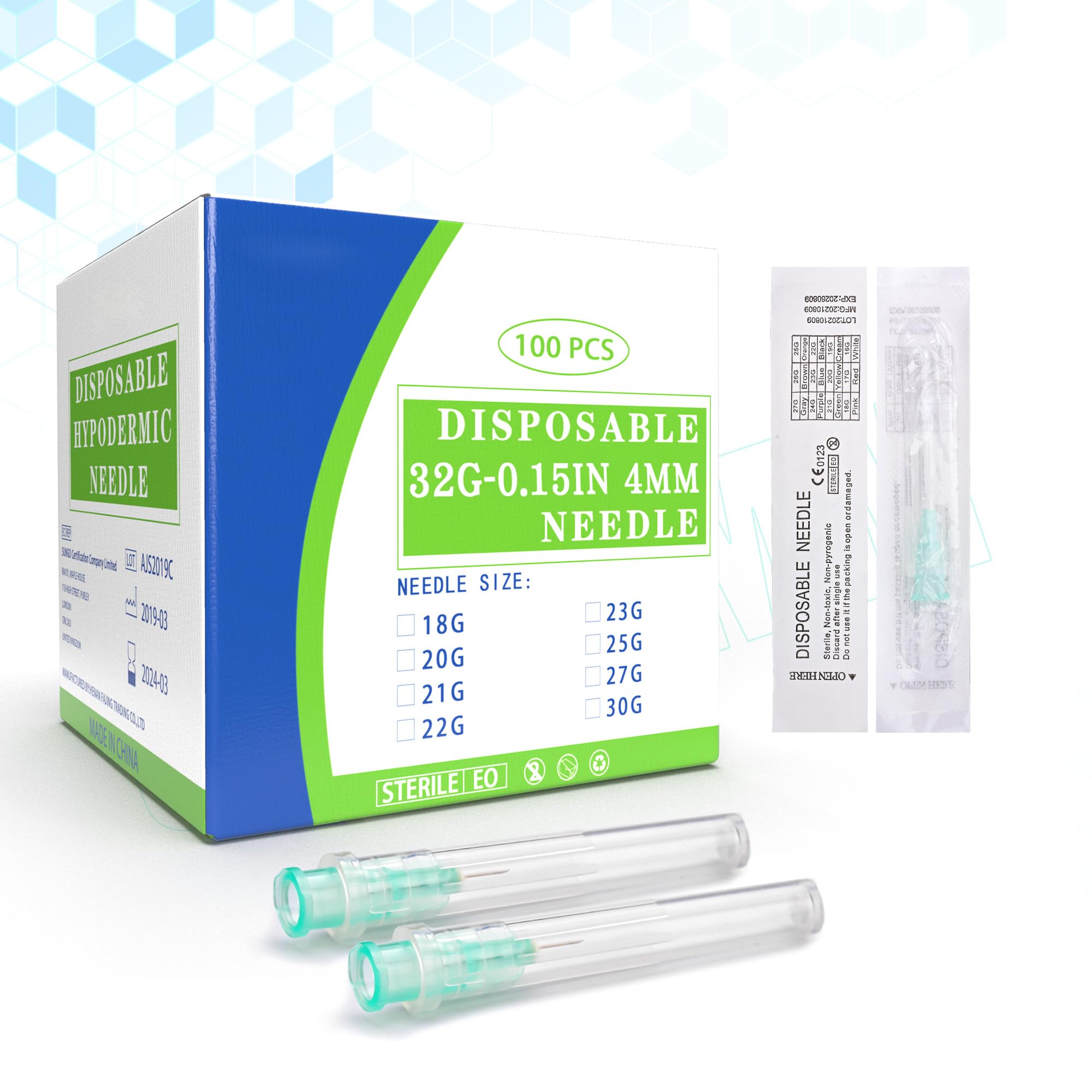 100 Pack 32 Gauge 0.16 Inch/4MM Sterile Disposable Lab Supplies, Scientific and Industrial Dispensing Needle Accessories — Amazon image 2