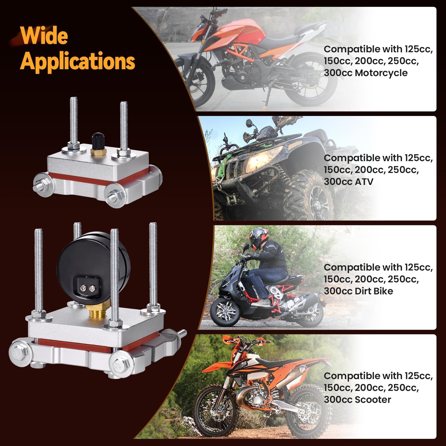 2-Stroke Exhaust Pipe Dent Repair Kit Compatible with 125cc, 150cc, 200cc, 250cc, 300cc Motorcycle, ATV, Dirt Bike, Scooter, and More Effective Exhaust Dent Removal Tool