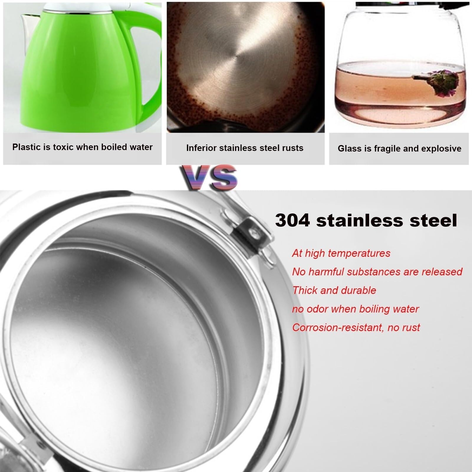 Hervidor de Agua con Silbato, de Acero Inoxidable Apto para Uso alimentario, con asa ergonómica para cocinas de Gas, inducción y eléctricas (9,2 L)