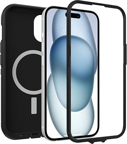 Miniatura 8 de OtterBox Funda transparente para iPhone 15, iPhone 14 y iPhone 13 Defender Series XT, lado oscuro (negrotransparente), sin pantalla, resistente, se
