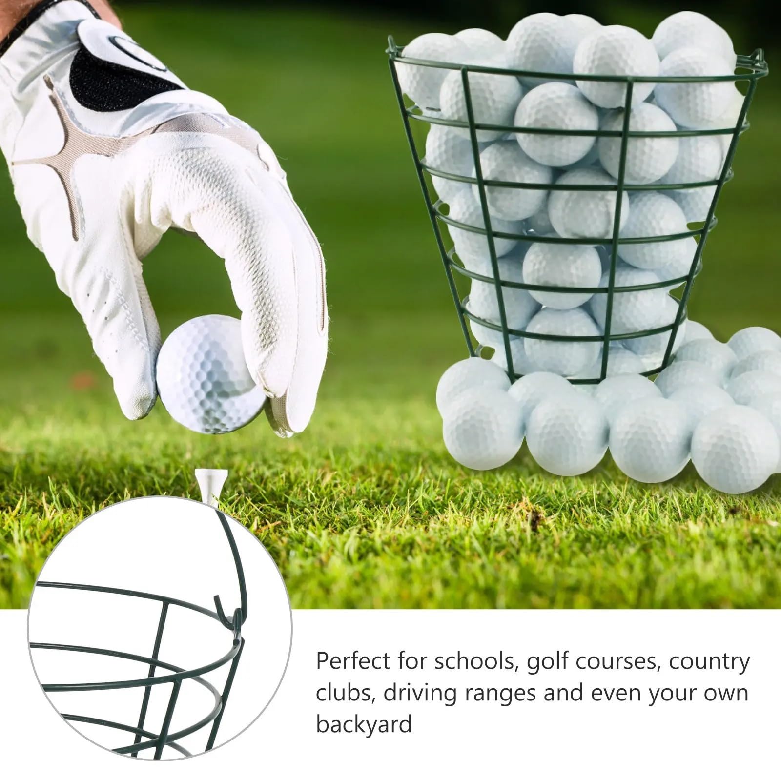 Golfball Korb Metal 1Pcs Golf Ball Storage Basket Stainless Steel Large Capacity 100-Ball Carrier for Driving Range Clean Drainable Design Outdoor