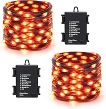 Brizled Battery Orange Halloween Lights, 2 Pack 50 LED Fall String Lights