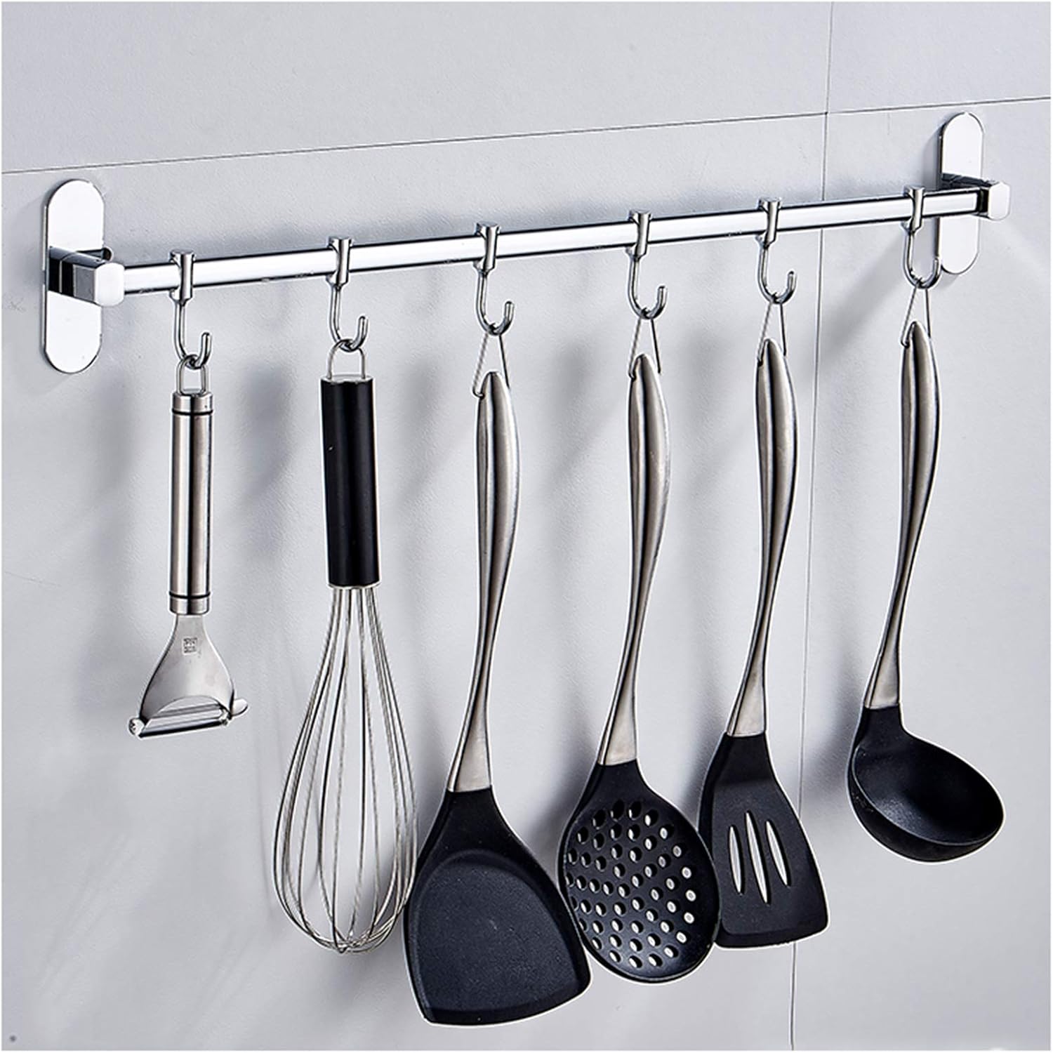Laundry Rack, Hooks Wall Mounted Hanging Rail Rack for Kitchen Utensil Gadget Bathroom Holder Tool (SUS 304 - Solid Stainless Steel, Will Not Rust