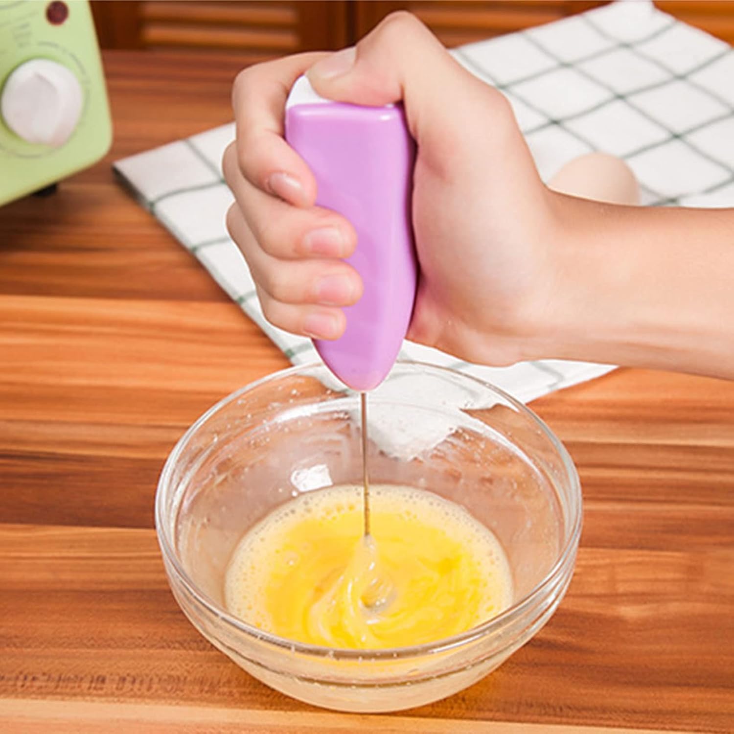 Electric Milk Frother, Portable Egg Whisk Battery Powered Milk Frother, Cordless Egg Beater for Home Hotel Kitchen Coffee Maker (Pink) image 2