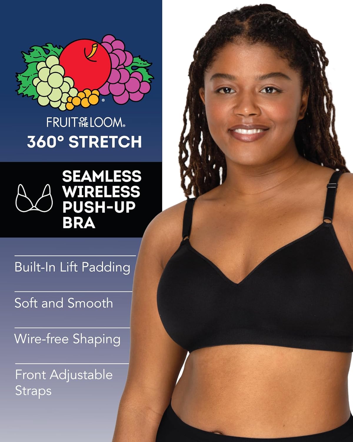 Fruit of The Loom Women's 2-Pack Seamless Wire-Free Push-Up Bra – Soft, Comfortable & Supportive - Image 5