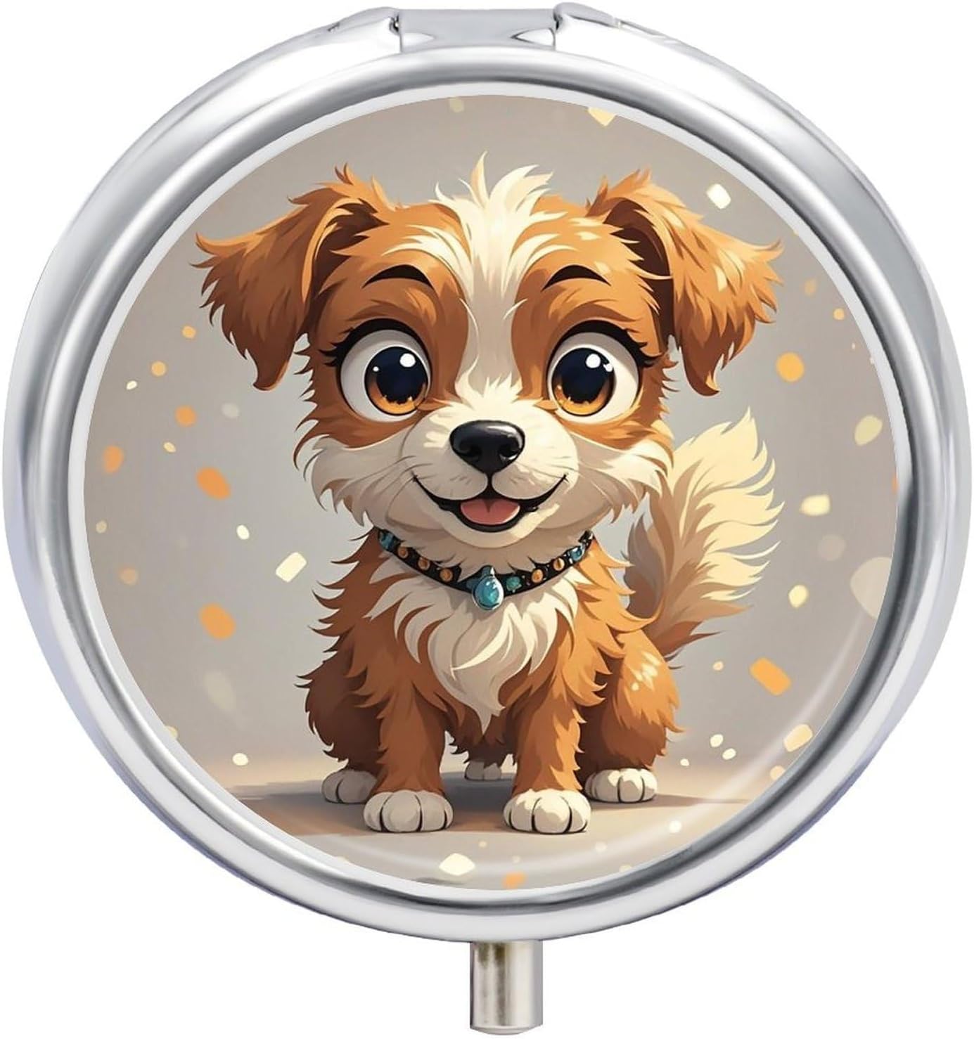 Lovely Dog Round Pill Box, Waterproof Medicine Organizer Box
