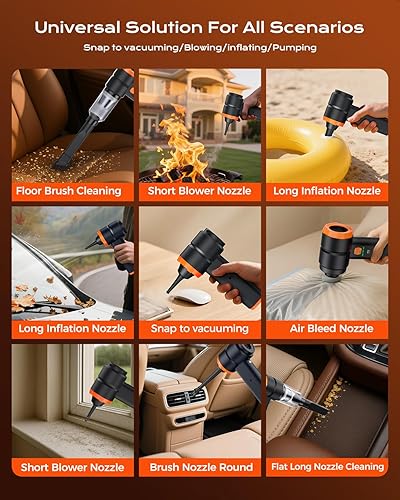 Miniatura 6 de Aspiradora portátil inalámbrica para automóvil, aspiradora de mano inalámbrica con succión de 30000 PA, 130000 RPM, batería de 6800 mAh, 10