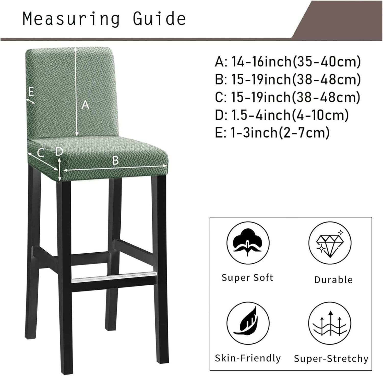 Elastic Stretch Barstool Covers - Machine Washable Pub Chair Slipcovers, 6-Pack for Counter Stools, Durable & Stylish Protection, Perfect for Home & Restaurants