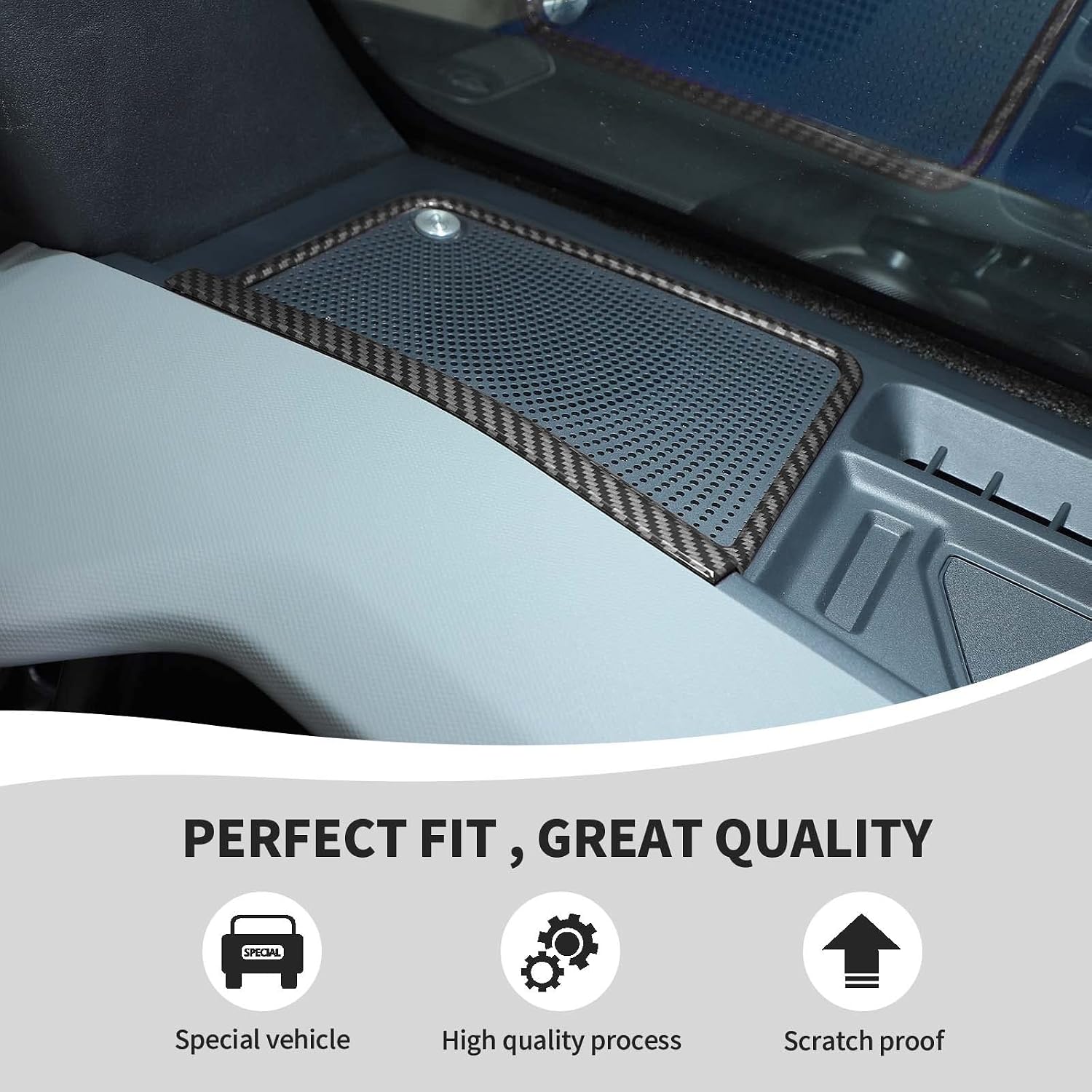 RAZPOY for Bronco A-Pillar Speaker Trim, Center Console Speaker Cover Compatible with 2021-2023 Ford Bronco Carbon Fiber Interior Accessories