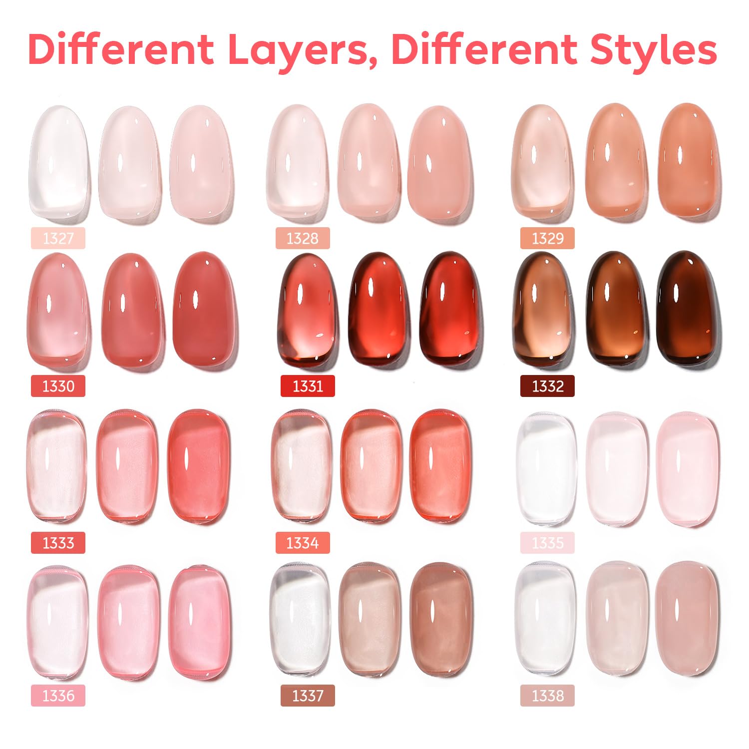 AIMEILI Jelly Gel Nail Polish 15ml, Translucent Color, 1327 image 3