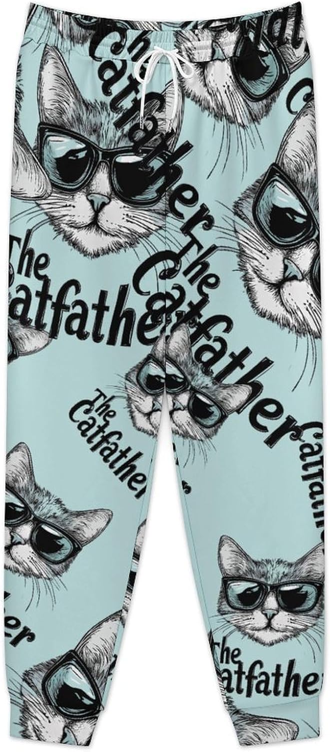 The Catfather Cat Father Dad Men's Pants Athletic Workout Sweatpants Jogger Casual Pant for Sports Home