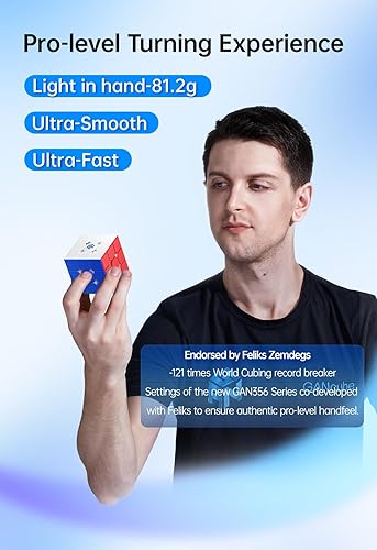 Miniatura 31 de CuberShop GAN 356 M 3x3 Cubo magnético de velocidad Lite, cubo magnético Gans 3 x 3 sin calcomanías, suave y rápido 3 por 3 Lite rendimiento
