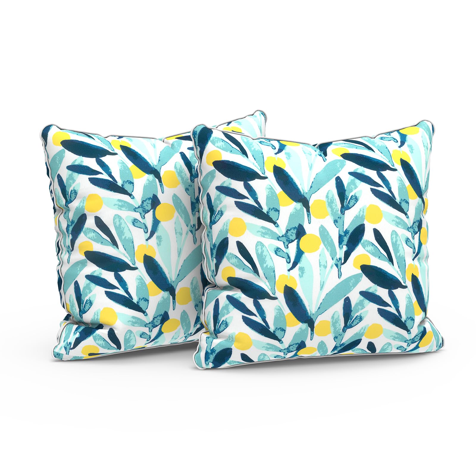 LVTXIII Outdoor Throw Pillows 16x16 Inch Patio Waterproof Square Pillows with Piping Fade Resistant Accent Pillow for Spring Summer Garden Decoration,