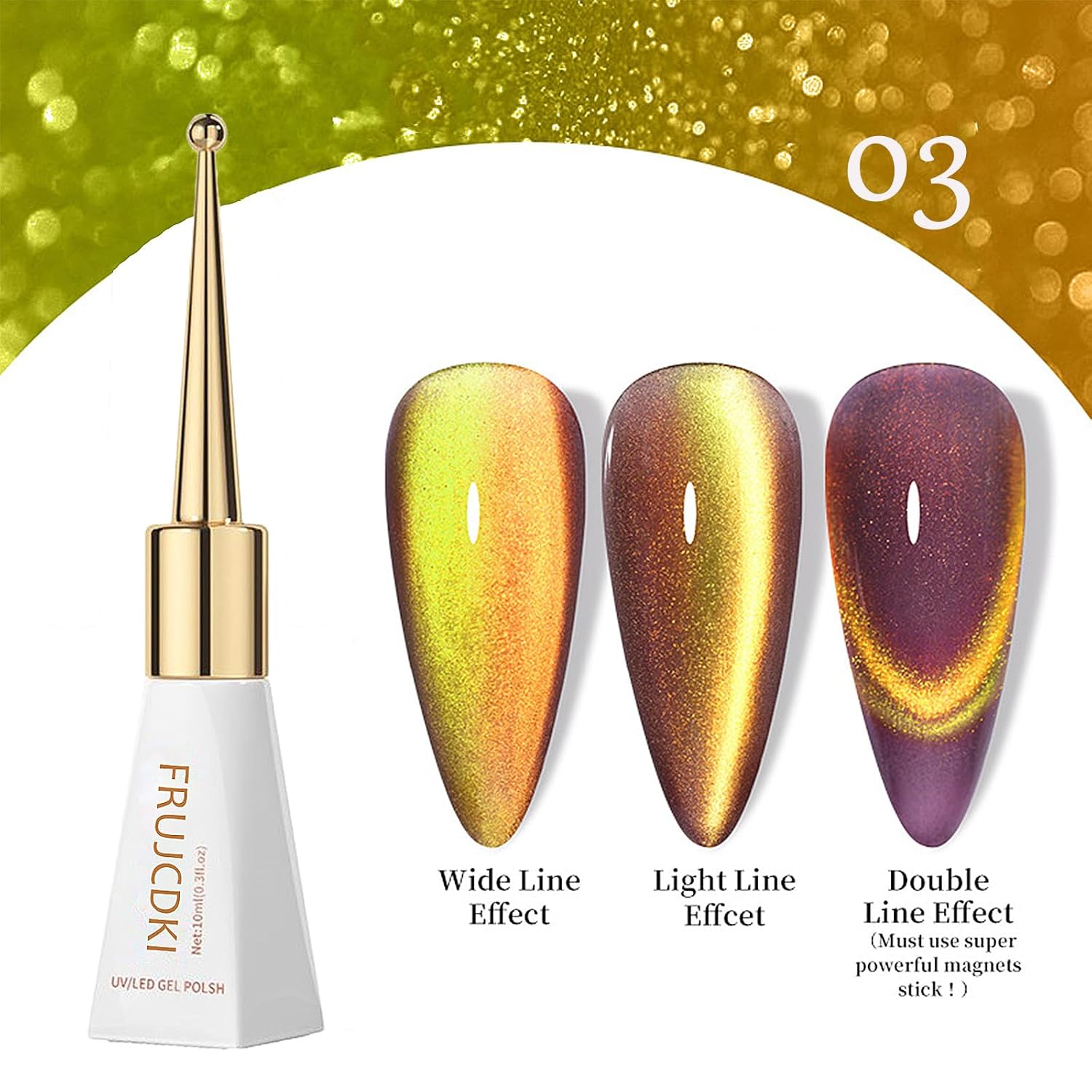 Cat Eye Gel Nail Polish Set with Magnet for Pink Green Glitter Holographic Cat Eye in Glass Packaging, Salon Gel Manicure and Nail Art DIY at Home, Brilliant Fireworks (Set of 6 colors, 6pcs)