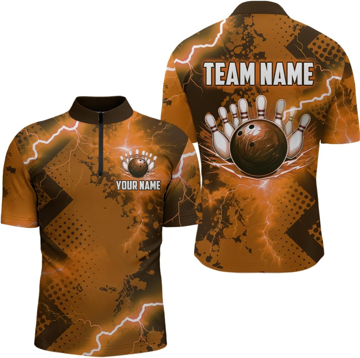 Thunder Lightning Bowling Shirt Custom Bowling Jersey for Men Women's Bowling Polo Shirt Team Bowling 1/4 Zip Shirts