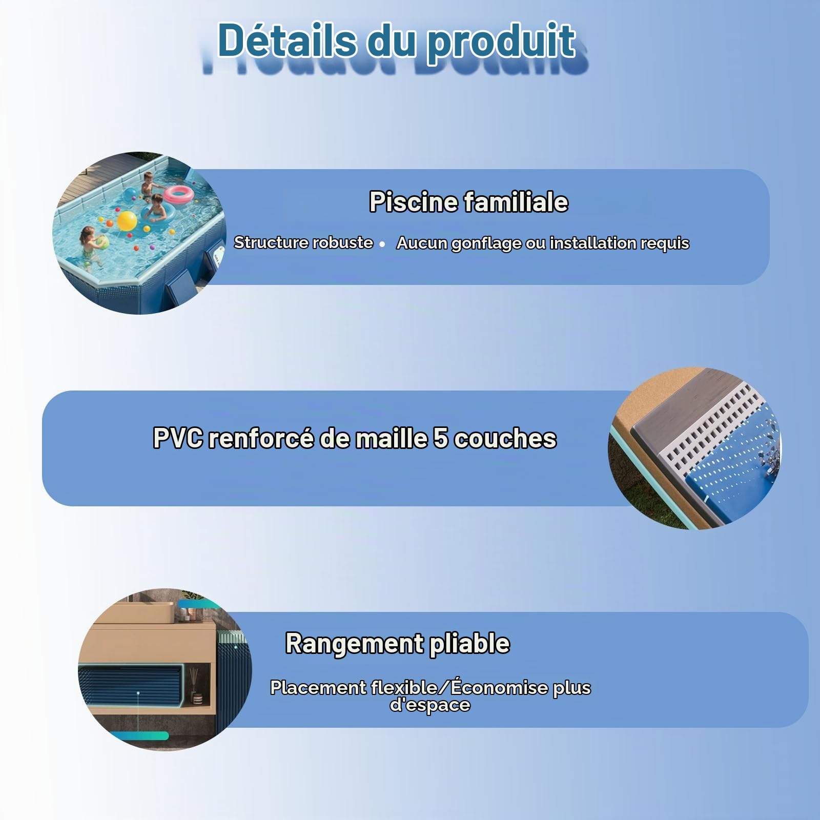 Piscine Pliable Piscine Ovale Hors-Sol Pliable De 170 À 348 Cm Idéale pour Toute La Famille Adultes Spa Et Jacuzzi Intégrés(348 * 172 * 52cm)