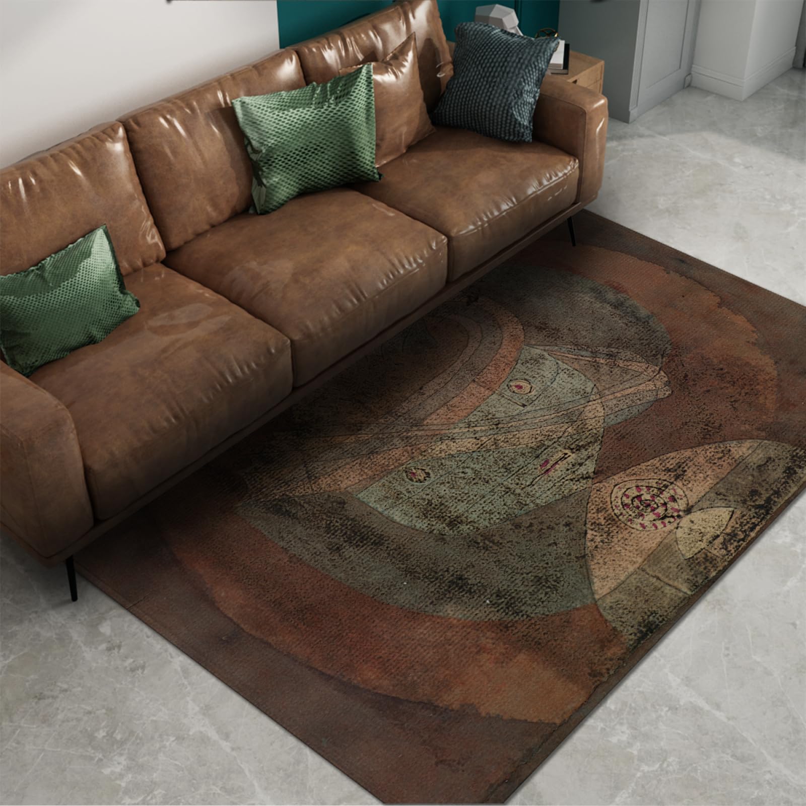 Tapis abstrait flou lavable 120x180 pour salon tapis de sol poils ras chambre à coucher