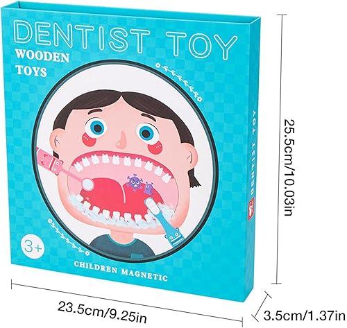 Miniatura 9 de Juguete de odontología de madera para niños, juguete de simulación, dentista, doctor, juego con diente magnético, kit de doctor para niños con