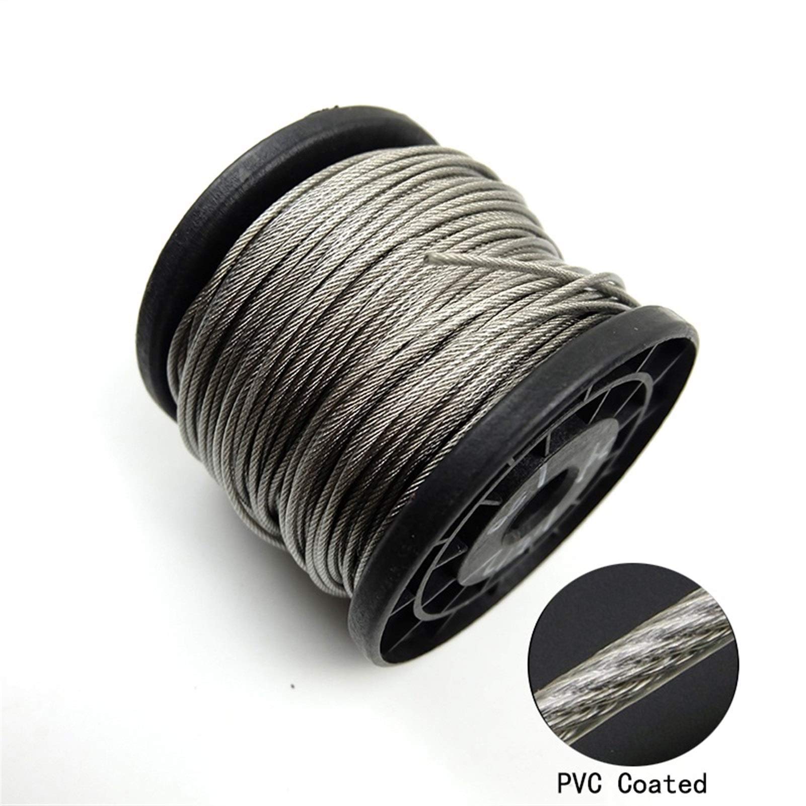 Cavo in Acciaio Inossidabile 100 Metri 304 acciaio inossidabile 0.5 / 0.6 / 0.8 / 1 / 1,2 / 1,5 / 2 millimetri in acciaio rivestito in PVC fune metallica molle flessibile Cable Clothesline trasparente