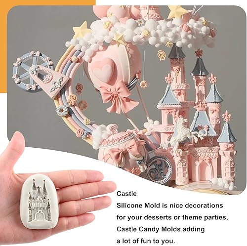 Miniatura 3 de Sijiangmold Molde de fondant de Cenicienta, cuentos de hadas, castillo, calabaza, carruaje, vestido de princesa, zapatos de cristal, molde de