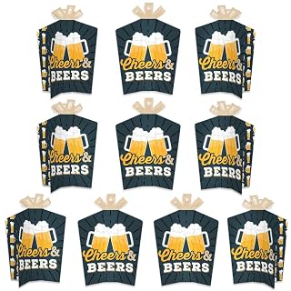 Big Dot of Happiness Cheers and Beers Happy Birthday - Table Decorations - Birthday Party Fold and Flare Centerpieces - 10 Count