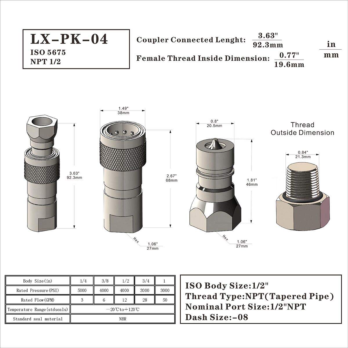 Snapklik.com : 1-Set 1/2 Ag ISO5675 Carbon Steel Hydraulic Quick ...