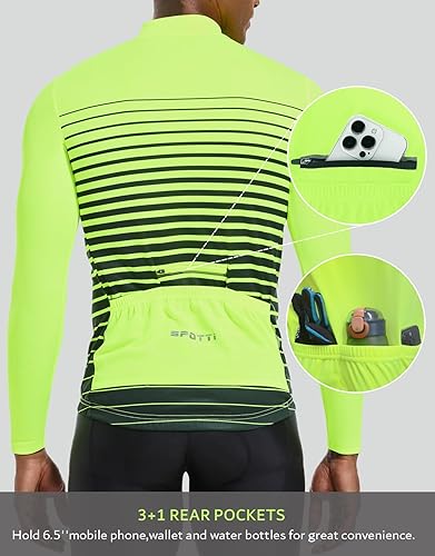 Vista 2 de Spotti Playera de mangas largas para ciclismo, para hombre. Remera para ciclismo, transpirable y de secado rápido.