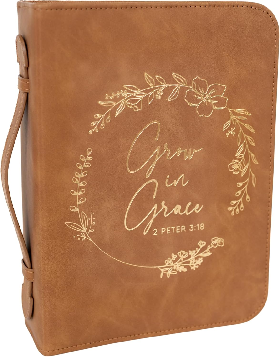Bible Cover Case for Women - Minimalist Design Debossed Bible Case, Large Bible Covers for Women – Bible Accessories (BrownGold)