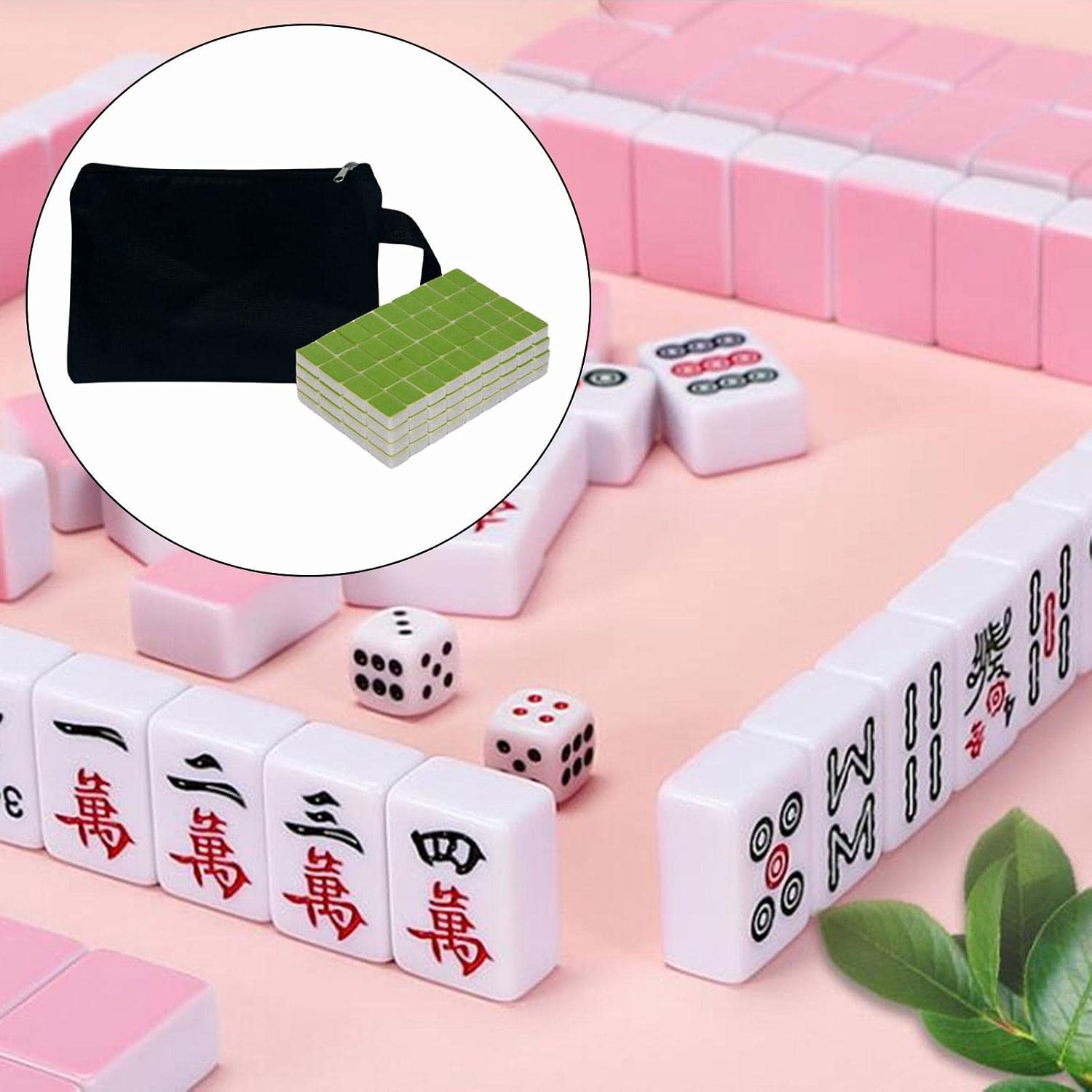 Dellyy Mahjong Mini 144 Tuiles Animaux – Jeu Complet Avec Boîte De Rangement, Dés, Voyage, Camping, Réunions Familiales