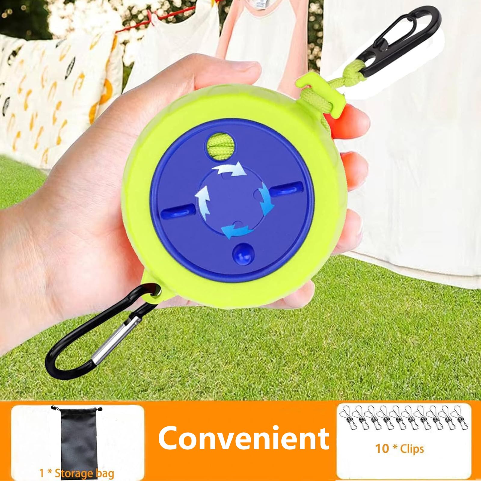 Guzon Corda Per Stendibiancheria Portatile Da Viaggio – Antivento, Regolabile, 5 Metri – Per Interni/Esterni, Campeggio E Uso Domestico (3 Pezzi, Blu/Rosa/Verde)