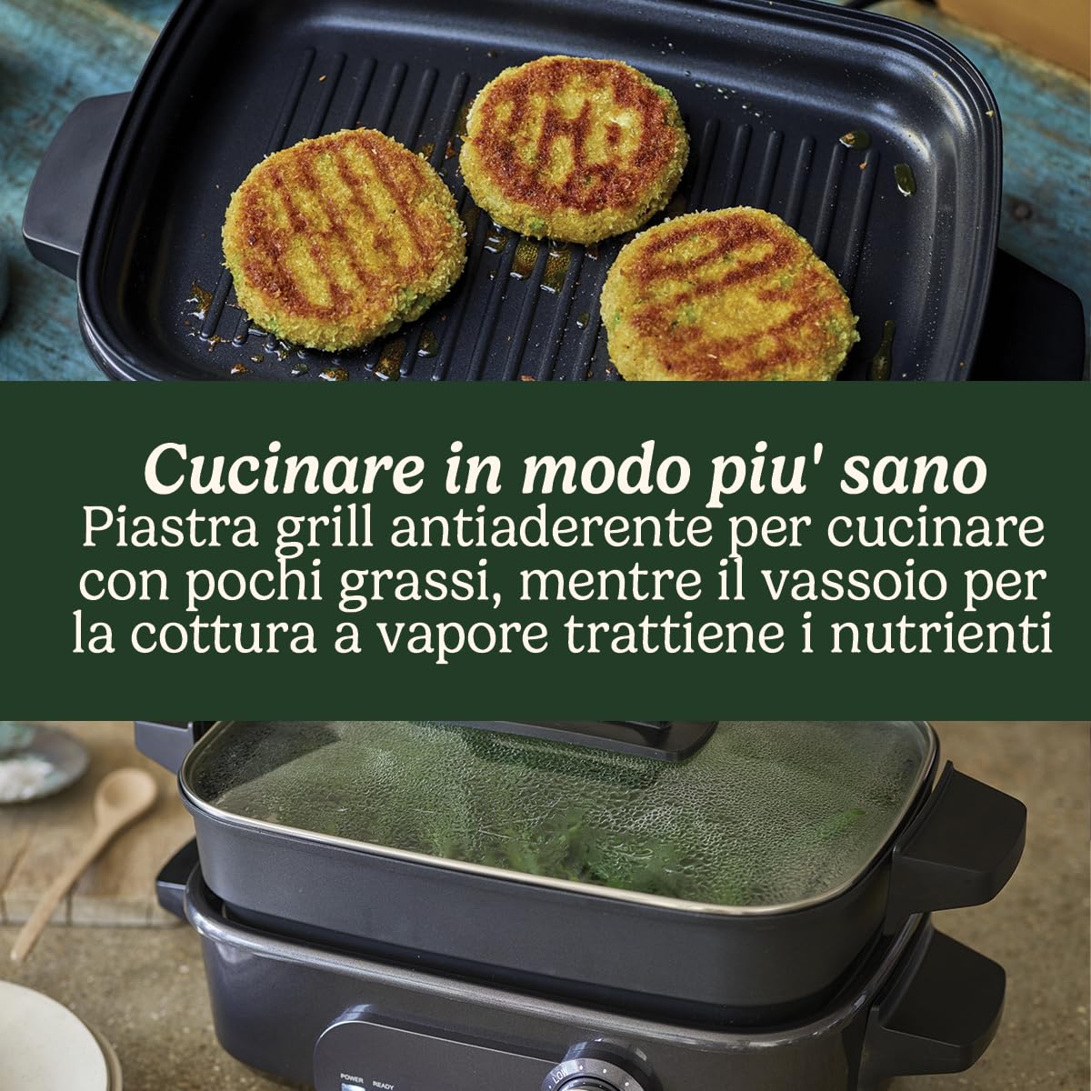 Cuisinart Cook In 5 in 1 Multi Cooker | Grill, Sear, Steam, Simmer e Slow Cooker | Antiaderente, Piastre e padelle intercambiabili | Impilabile, facile da riporre | Efficienza energetica | Grigio
