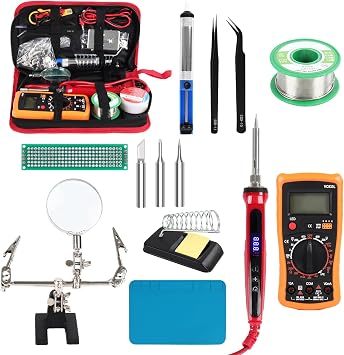 Soldering Iron Kit, 120W Soldering Tools with LCD Digital Display, 180-500C / 356-932F Adjustable Temperature, Auto Sleep, 907 Series Tips, for Electronics Repair, Jewelry, DIY Projects