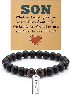 Gift for Son Beaded Bracelet Son Gifts from Mom Birthday Gifts for 18 Year Old Gift from Mom Dad Mother Father Graduation Christmas Birthday Fathers Day Valentines Present Jewelry Bracelet with Card