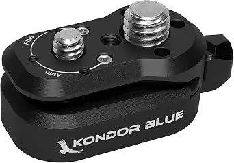 KONDOR BLUE | Mini Lock Quick Release Plate System | NATO Rail, ARRI-Style Anti-Twist, 1/4-20 & 3/8-16 Mounts, Zero Play Locking for Monitors, Arms, Accessories | Raven Black