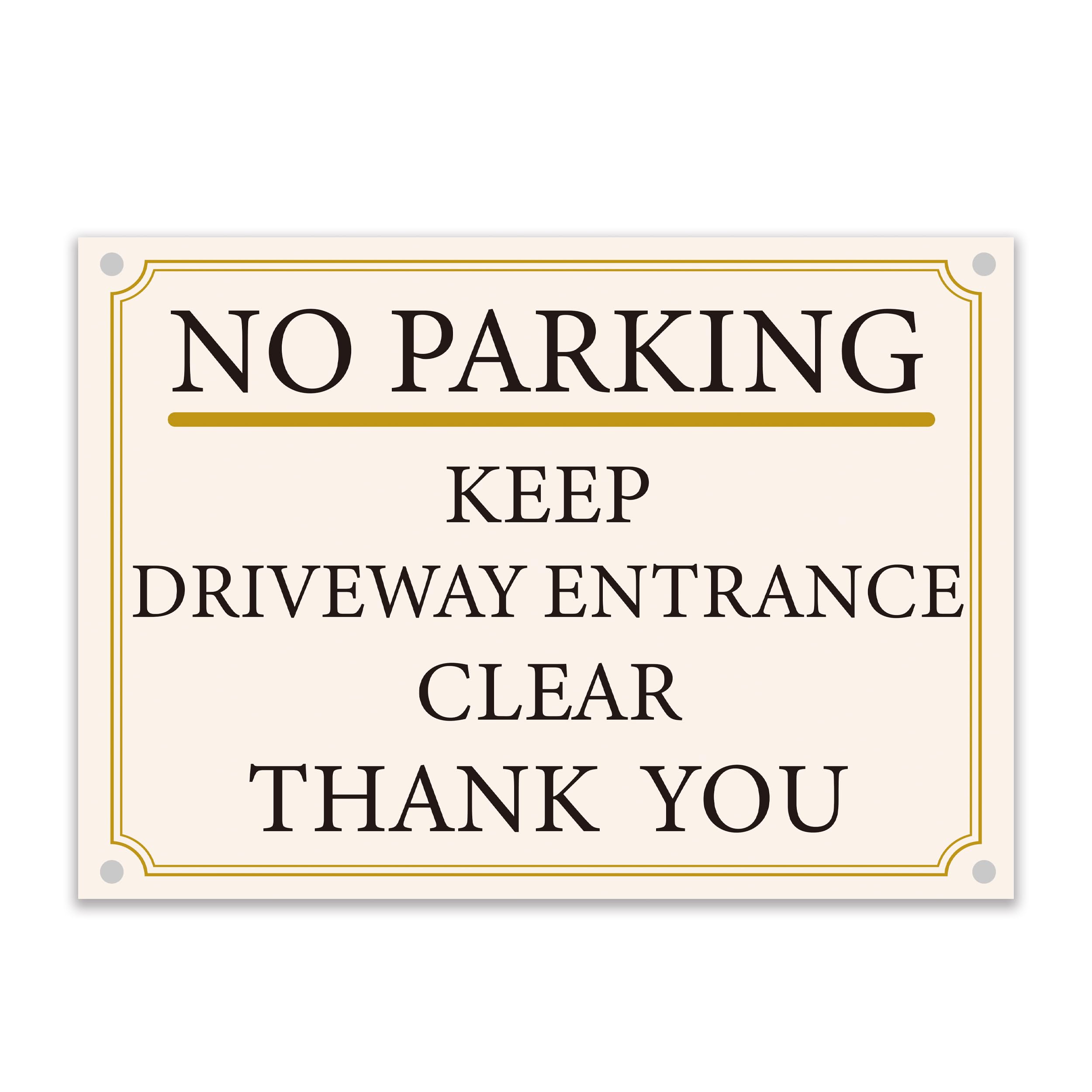 No Parking Sign, Keep Driveway Entrance Clear, Rust-Proof Weatherproof PVC, Outdoor Warning Sign