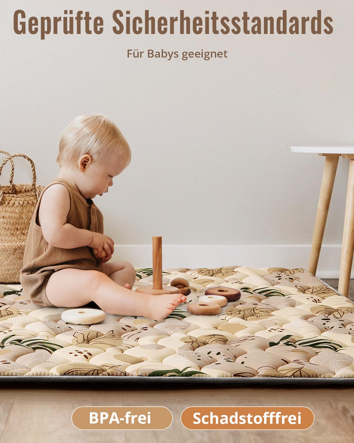 Blissful Diary Krabbelmatte Baby Spielmatte 180x150cm Krabbeldecke für Baby | Faltbar Baby Teppich, Waschbar, Rutschfeste Playmat, Extra Dicke Bodenmatte Kinder, Baby Essentials Geschenk Jungen Mädchen