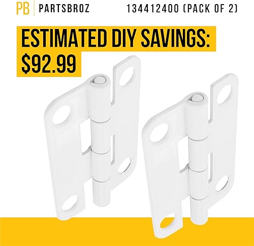 Miniatura 4 de PartsBroz 134412400 Bisagra de puerta (paquete de 2) – Compatible con lavadora de secadora Frigidaire Kenmore Crosley Westinghouse – Sustituye a