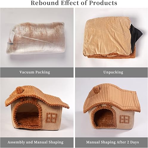 Miniatura 6 de Jiupety Casa de gato para gato, chimenea para gatos de interior, suficiente espacio interior, casa de gatito para gatos de 3 a 7 libras, casa de