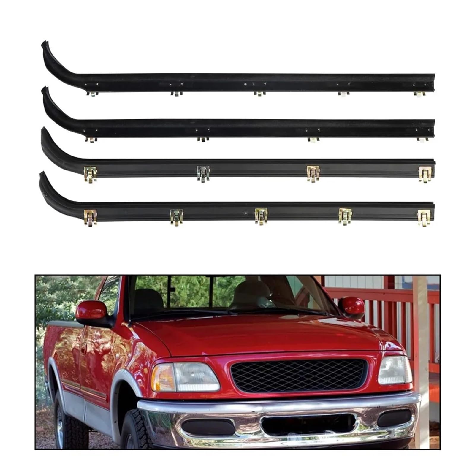 Lot de 4 protections de bord de portière de voiture F2TZ1521457A E7TZ1521453A - Pour intérieur et extérieur - Pour F150 F250 F350 F350