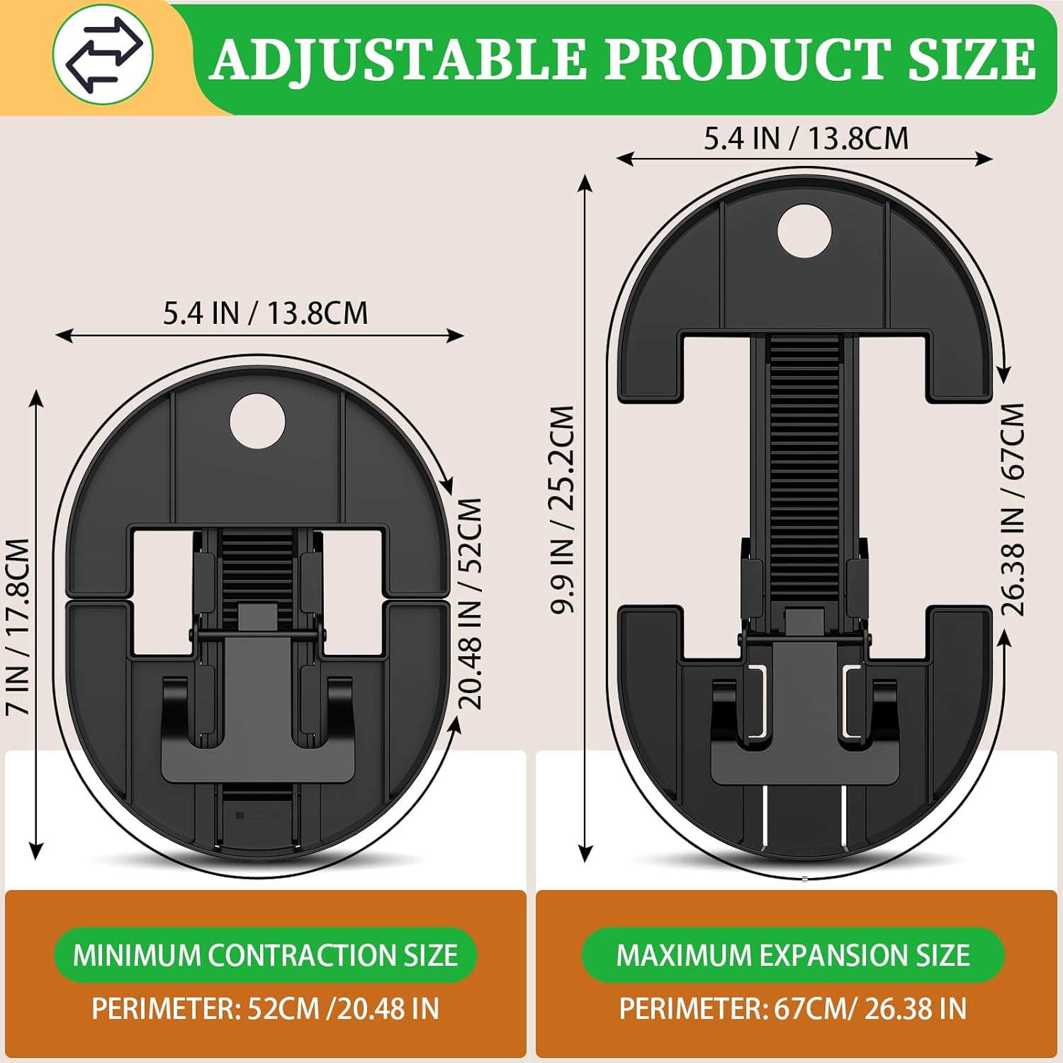 Coopache Adjustable Hat Stretcher for Baseball Caps Hat Stretchers for Fitted Hats Size 6 7/8 to 8 1/2 Lightweight Cap Stretcher, Black thumbnail