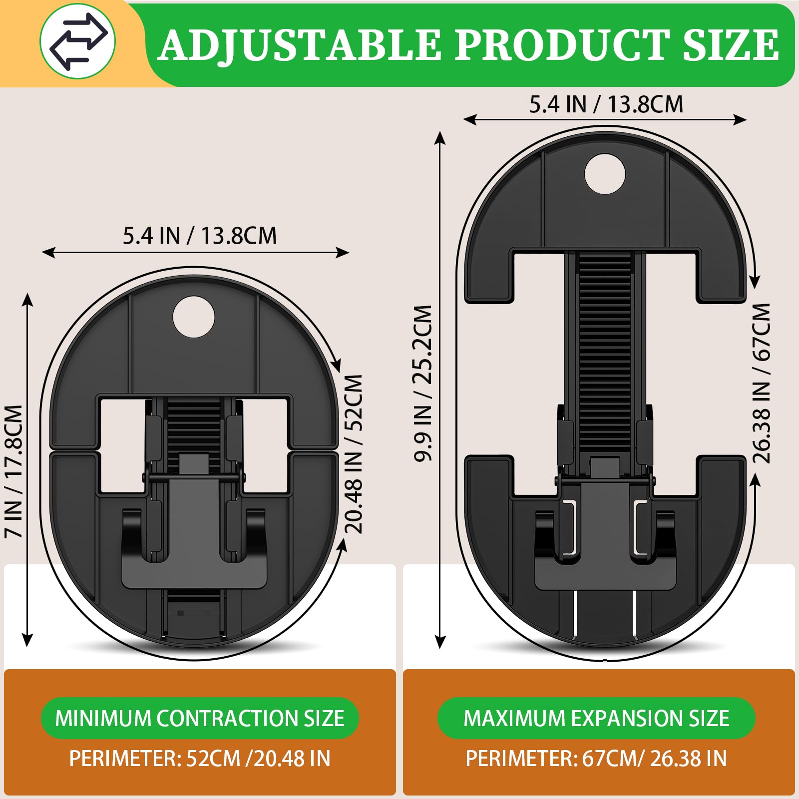 Coopache Adjustable Hat Stretcher for Baseball Caps Hat Stretchers for Fitted Hats Size 6 7/8 to 8 1/2 Lightweight Cap Stretcher, Black