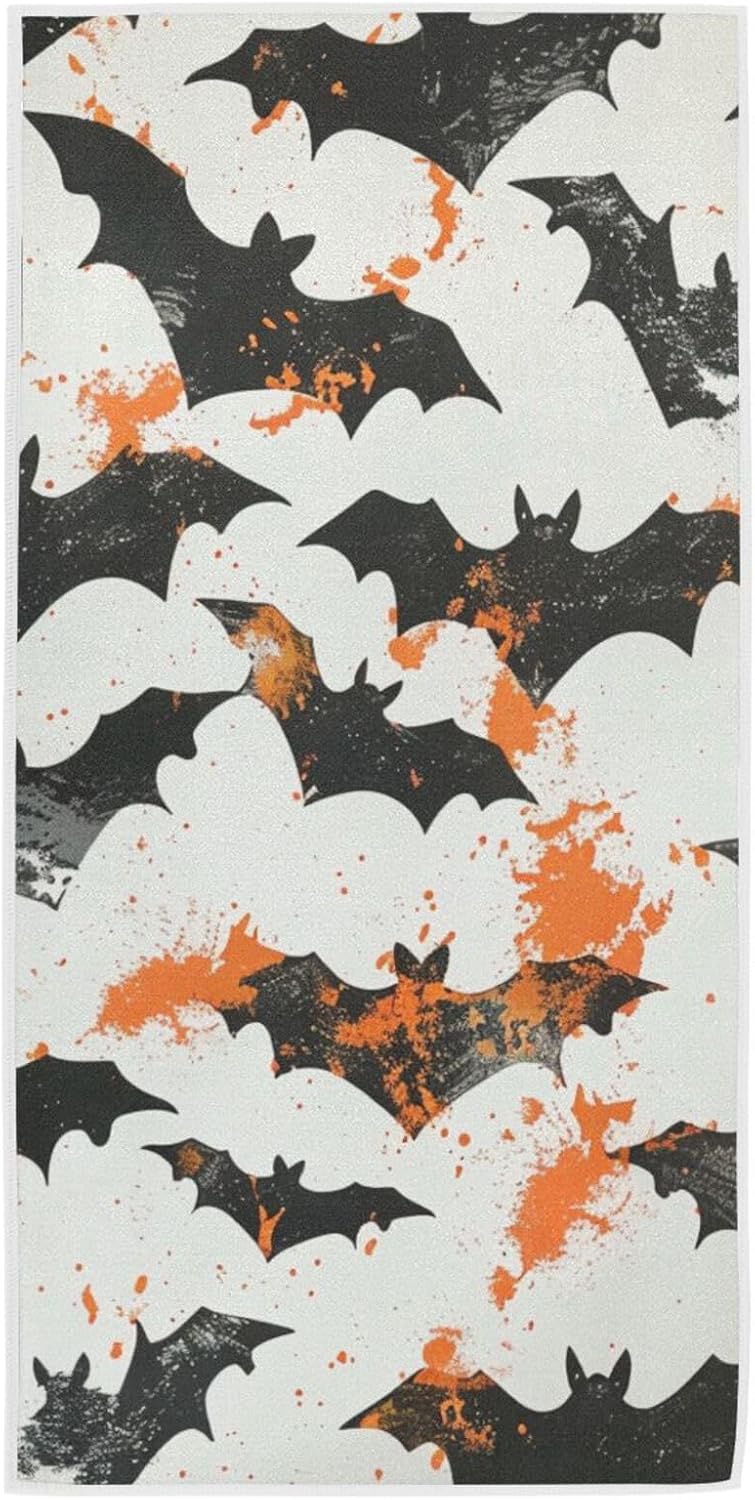 Gorgeous Cotton Towel, Halloween Bats Ink Soft Absorbent Hand Towel Decor for Guest, Bathroom, Beach, Guest, Hotel, Kitchen, Gym and Spa(16" x 30")