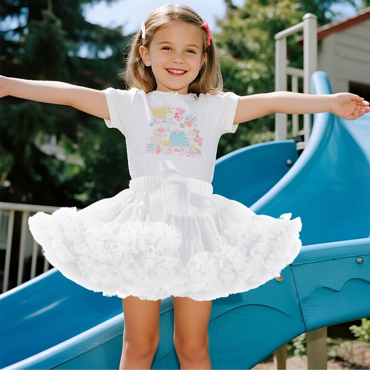 Girls Petticoat Tulle Tutu Soft Puffy Skirt for Party Princess Dance Multi-Layer Dress
