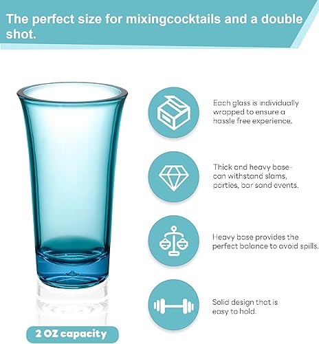 Miniatura 2 de ADOTBLOB Juego de 24 vasos acrílicos transparentes, base gruesa, acrílico resistente, diseño transparente, perfecto para vodka, tequila y cóctel,