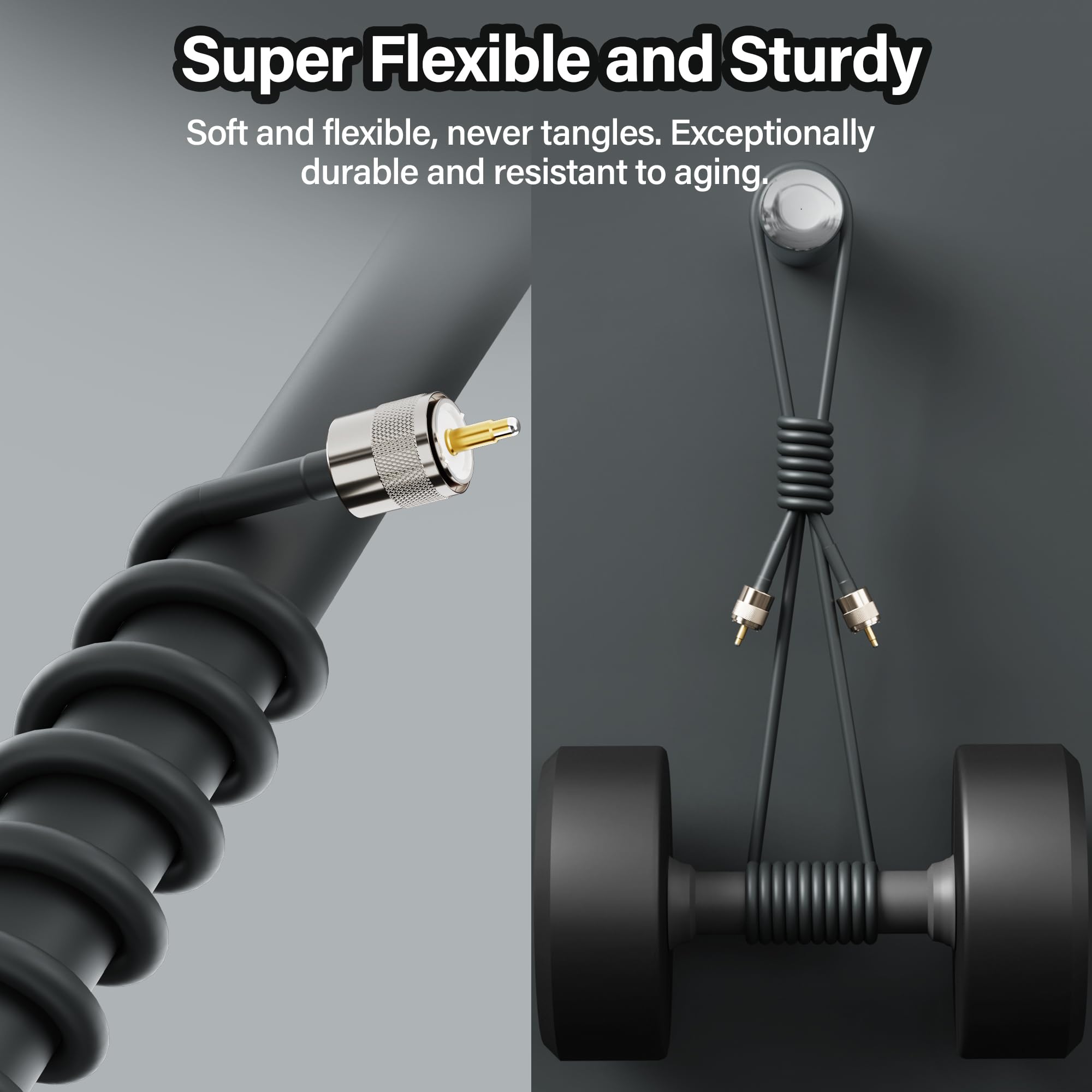 Elecan Ham Radio CB - Cable coaxial RG58 de 50 ohmios, cable coaxial de 30 pies, UHF macho PL-259, cable de puente coaxial digital UHF de baja pérdida para analizador de antena, medidor SWR, HF/VHF,