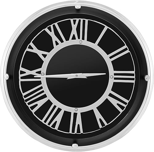 Goplus Reloj de pared silencioso, reloj moderno sin tictac con números romanos y marco de aluminio plateado, fácil de leer, relojes de pared grandes disponible en Yaxa Venezuela
